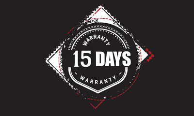 15 days warranty icon vintage rubber stamp guarantee