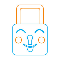 safe secure padlock kawaii character vector illustration color line image