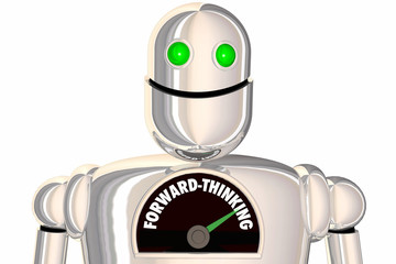 Obraz na płótnie Canvas Forward-Thinking Robot Plan Ahead Outlook Strategy 3d Illustration