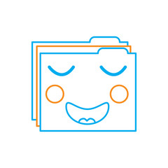 file folder happy  emoji icon image vector illustration design  orange and blue line