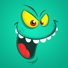 Angry cartoon monster. Vector Halloween  monster avatar