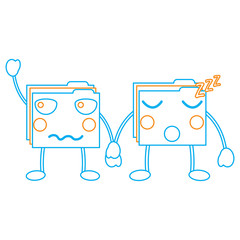 file folders emoji icon image vector illustration design  orange and blue line