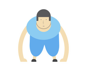 the man is engaged in physical exercises,push ups, vector image, flat design, cartoon character