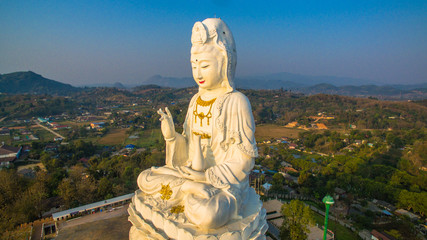 Fototapeta premium the biggest Guanyin statue in Chinese temple wat Hyua Pla Kang in Chiang Rai north of Thailand.