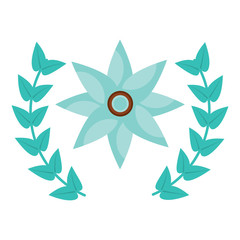 flower emblem with leaves  icon image vector illustration design 