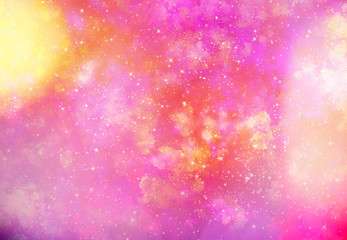 Star field in galaxy space with nebula, abstract watercolor digital art painting for texture background