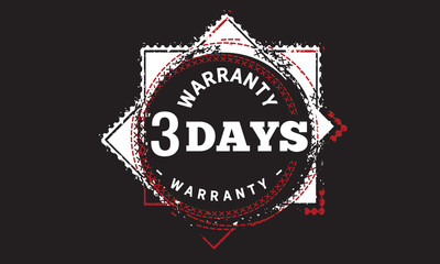 3 days warranty icon vintage rubber stamp guarantee