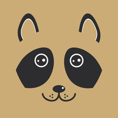 funny raccon face on brown background. Vector