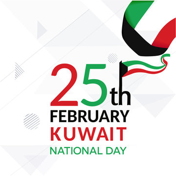 Kuwait independence day, national awakening day with flag background red white black green banner, flyer, vector illustrator
