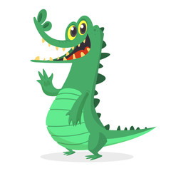 Funny cartoon crocodile alligator. Vector illustration. Design for print, mascot or children book illustration