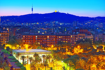 Naklejka premium Panorama on the urban center of Barcelona, the capital of the Au