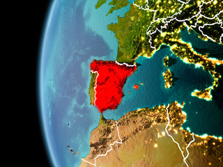Spain from space in evening