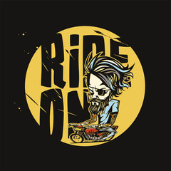 minimal logo of golden bike rider vector illustration