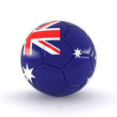Fototapeta premium Fußball mit Australien Flagge auf weißem Hintergrund
