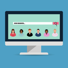 Job search computer  flat design vector eps 10