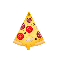 Pizza slice on white background. Illustration for advertisement, web sites, flyer, banners design. Vector illustration
