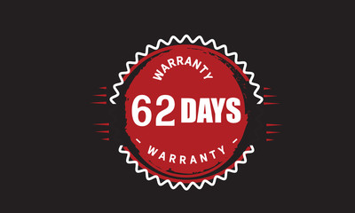 Fototapeta na wymiar 62 days warranty icon vintage rubber stamp guarantee