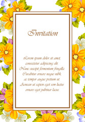 abstract background frame of flowers. For design postcards, greeting, invitation for a birthday, wedding, party, holiday, celebration. For the decoration.