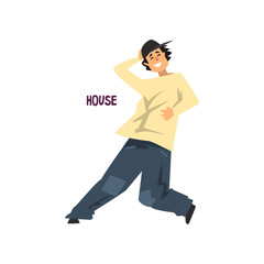 Young man dancing house dance vector Illustration on a white background