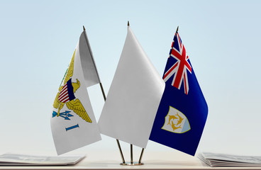 Flags of U.S. Virgin Islands and Anguilla with a white flag in the middle