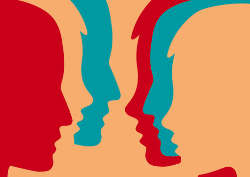 Abstract people and crowd. Concept of dialogue between people, meeting and party