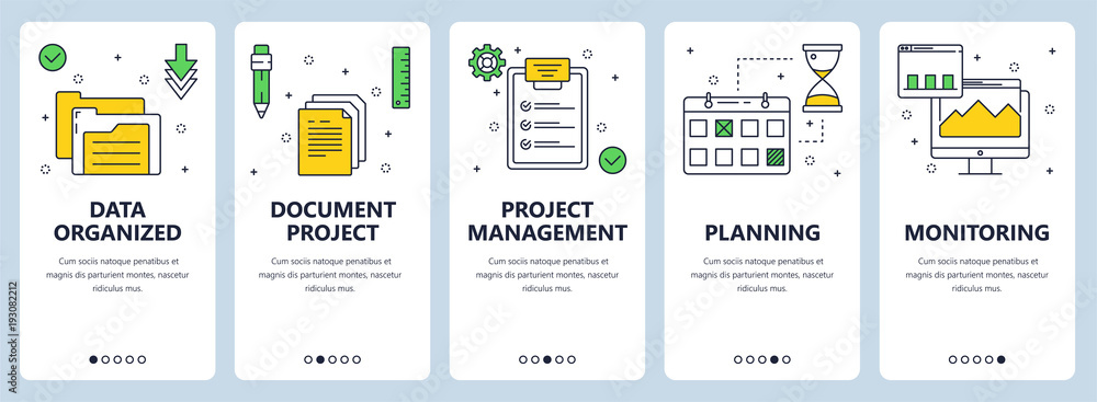 Poster vector modern thin line project management concept web banner set