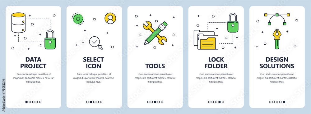 Aufkleber vector modern thin line data project concept web banner set