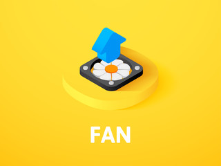 Fan isometric icon, isolated on color background