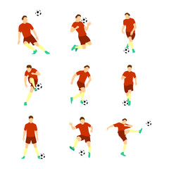 Fototapeta na wymiar Various Football Soccer Player Vector Illustration Set