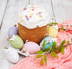 Obraz na płótnie Canvas Easter bread and eggs