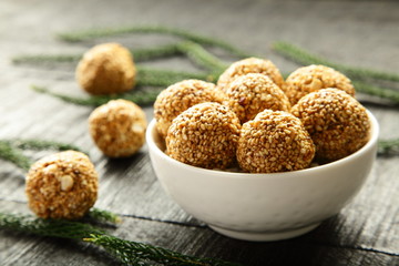 Healthy homemade sweet snack- sesame balls