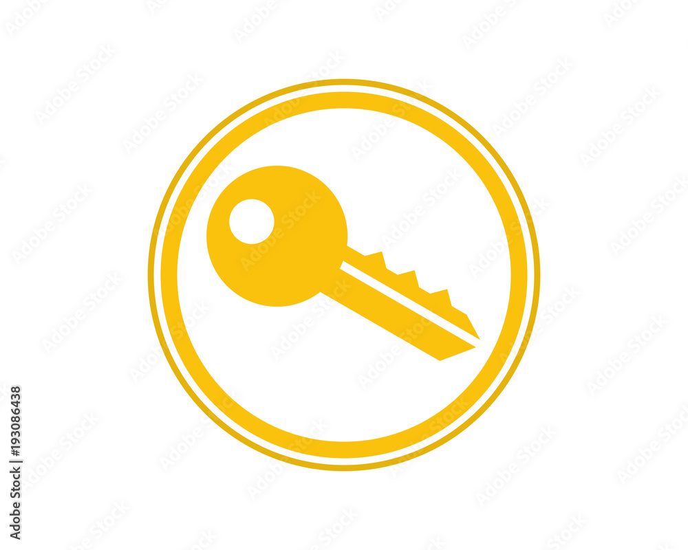 Poster yellow key locked storage safe secure image vector icon