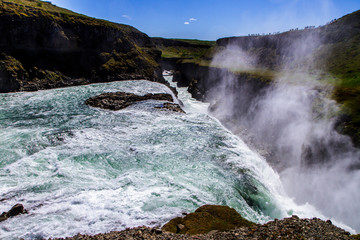 Fototapeta premium Beautiful Gullfoss Waterfall in Iceland 11.06,2017 closeup