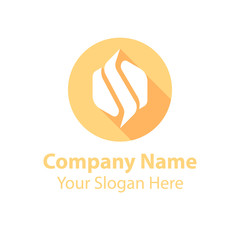 abstract logo design in circle flat icon style with long shadow