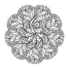 Vector abstract black and white ethnic mandala motif