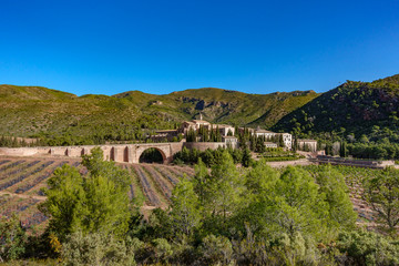 Fototapeta na wymiar Calderona mountain Cartuja de Portaceli monastery