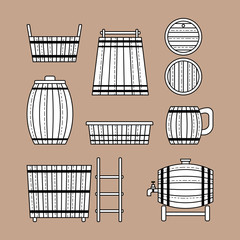 Barrel products. Vector illustration. Flat objects isolated