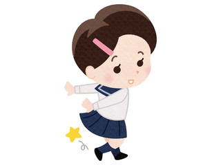 飛び跳ねる女子高生