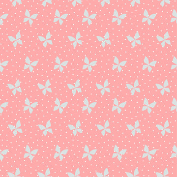 Seamless pattern vector of Tiny butterfly on pink background.