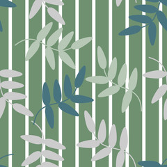 Seamless pattern vector of colorful flowers and leaves on green pastel tone, for textile, decoration and/or surface design. 