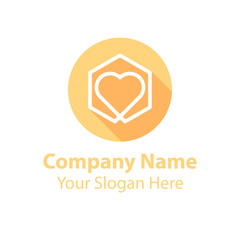 abstract logo design in circle flat icon style with long shadow