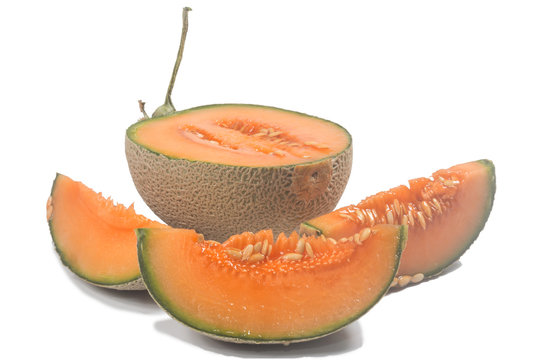 cantaloupe melon isolated on white background
