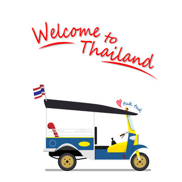 tuk tuk is a local taxi vehicle with three wheels. ride tuk tuk is most popular activity for tourist  for sightseeing attraction around Bangkok, Thailand.