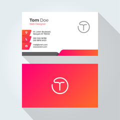 Naklejka premium T Letter Modern Minimal Abstract Alphabet Business card design template