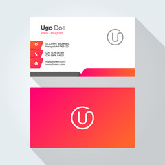 U Letter Modern Minimal Abstract Alphabet Business card design template