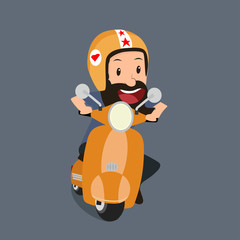 hipster man riding a motorbike.eps