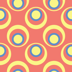 Orange seamless pattern. Bright geometric background with blue and yellow design