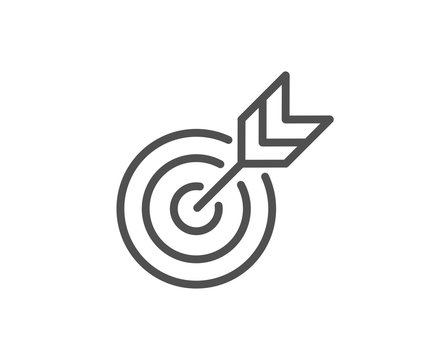 Target line icon. Marketing targeting strategy symbol. Aim with arrows sign. Quality design element. Editable stroke. Vector