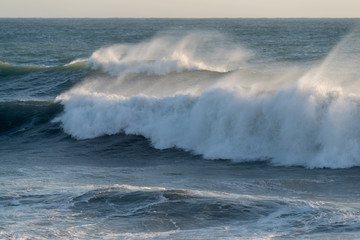 Waves breaking on the coast