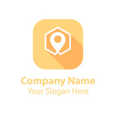 abstract logo design in square flat icon style with long shadow